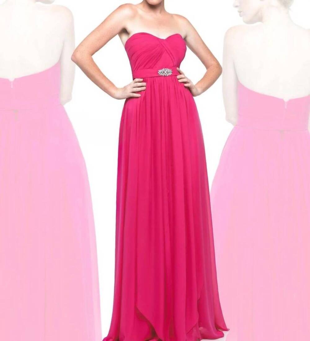 NEW LAST DRESS strapless chiffon dress in fuchsia